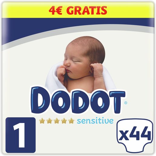 DODOT Sensitive Fraldas Tamanho 1 (2-5 kg) 44 un DODOT Sensitive Fraldas Tamanho 1 (2-5 kg) 44 un