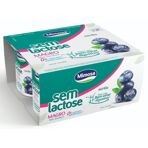 MIMOSA Iogurte Sólido Magro sem Lactose Mirtilo 4x120 g