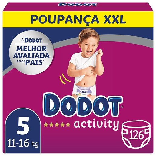 DODOT Box XXL Fraldas Activity Tamanho 5 (11-16 kg) 126 un