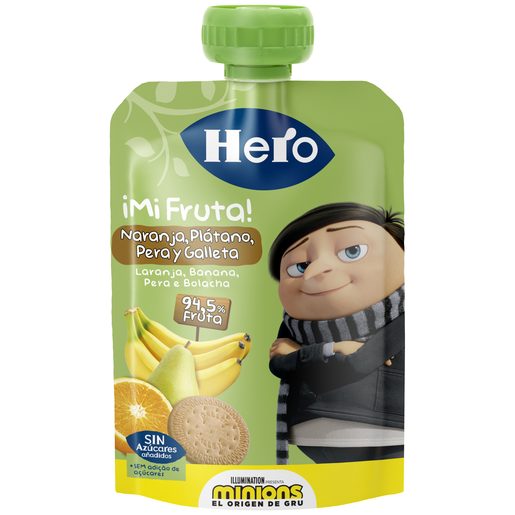 HERO Saqueta Minions Fruta Banana, Morango e Iogurte 100 g